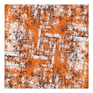 Dark brown grunge background. Black white orange o Faux Canvas Print