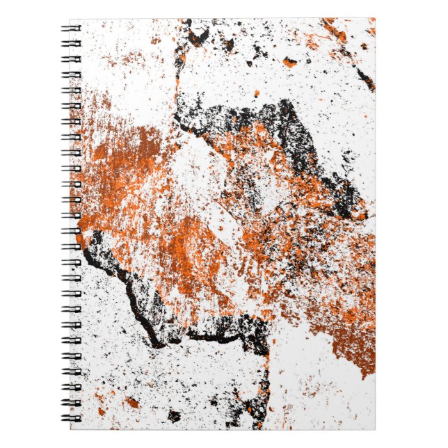 Dark brown grunge background. Black white orange o Notebook (Front)