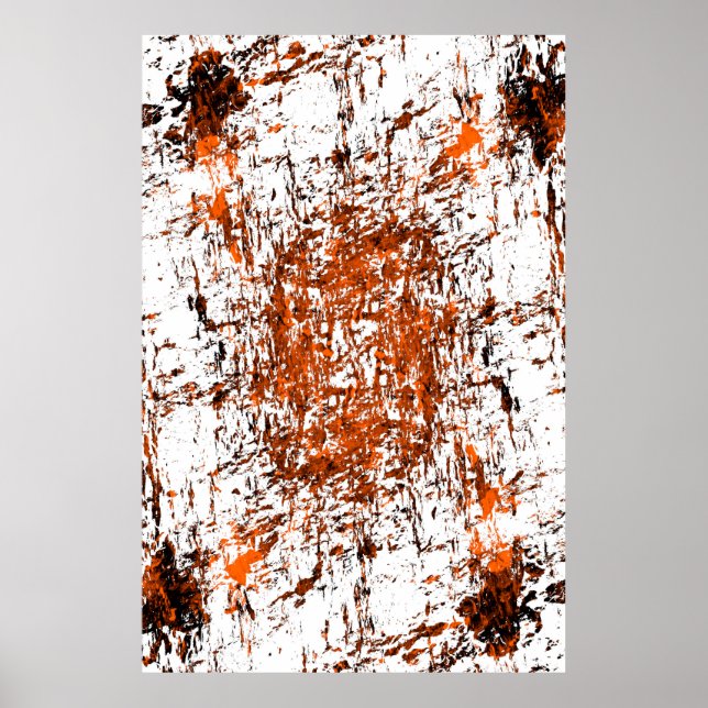 Dark brown grunge background. Black white orange o Poster (Front)