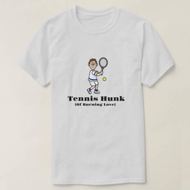 Dark Brown Hair Male Tennis Hunk T-Shirt (Design Front)