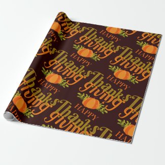 Dark Brown Happy Thanksgiving Fall Yellow Pumpkin