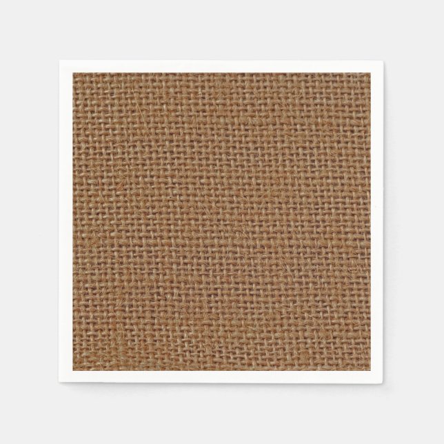 Dark brown jute burlap photo realistic paper napkins (Front)