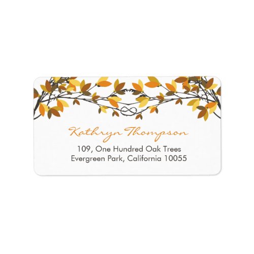 Dark Brown Knotted Love Trees Fall Wedding Address Label