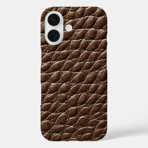Dark Brown leather effect pattern iPhone 16 Case