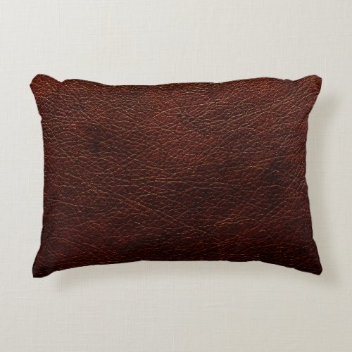 Dark Brown Leather Genuine Texture Background Accent Pillow