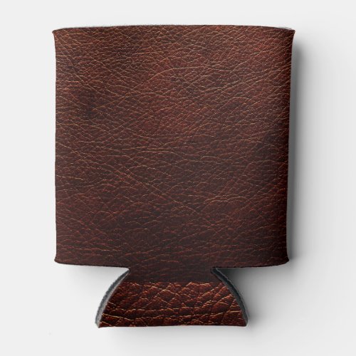 Dark Brown Leather Genuine Texture Background Can Cooler