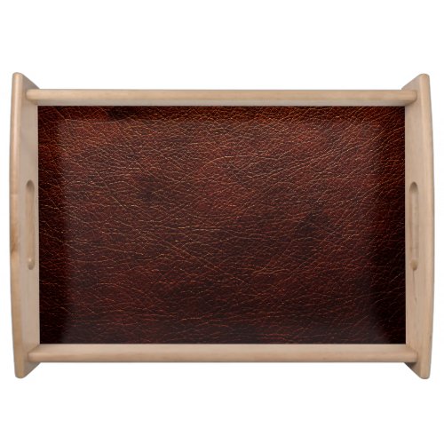 Dark Brown Leather Genuine Texture Background Serving Tray