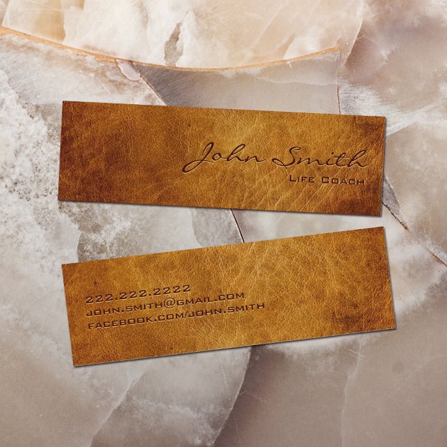 Dark Brown Leather Life Coach Business Card (Creator Uploaded)
