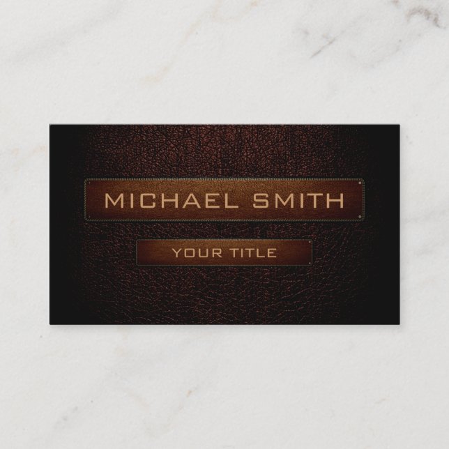 Dark brown leather look brown tag (Front)