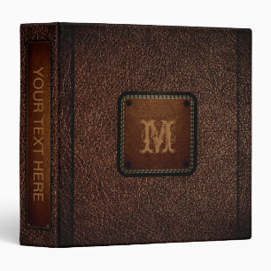 Dark Brown Leather Look Brown Tag 3 Ring Binder