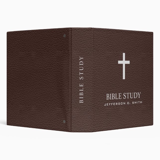 Dark  Brown Leather Look Holy cross  BIBLE STUDY  3 Ring Binder (Background)