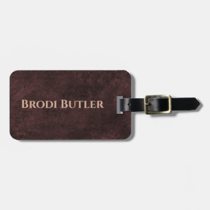 Dark Brown Leather Look Name Luggage Tag