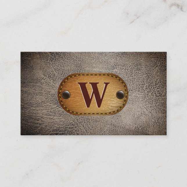 Dark Brown Leather | Monogram   Business Card (Front)