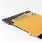 Dark Brown Leather Monogrammed 13" Laptop Sleeve (3/4)