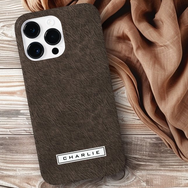 Dark brown leather printed image custom name Case-Mate iPhone case (Dark brown leather printed image custom name Case-Mate iPhone case)