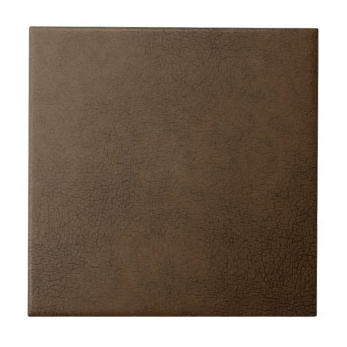 Dark Brown Leather Texture Pattern Background Ceramic Tile