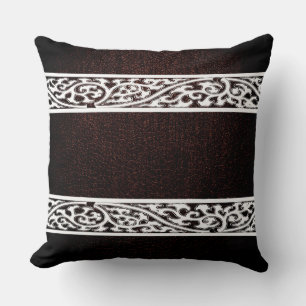 Dark Brown Leather Throw Pillow