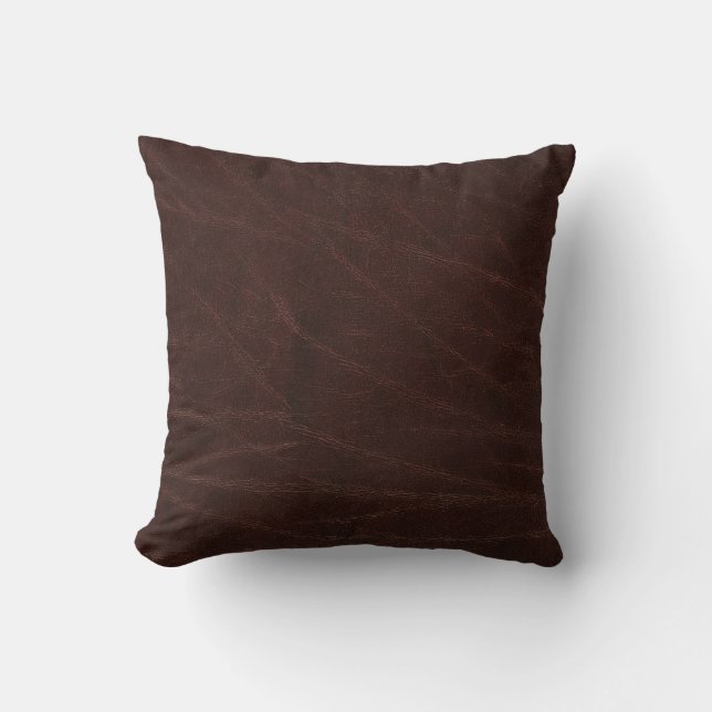 Dark Brown Leather Throw Pillow (Front)