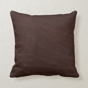 Dark Brown Leather Throw Pillow