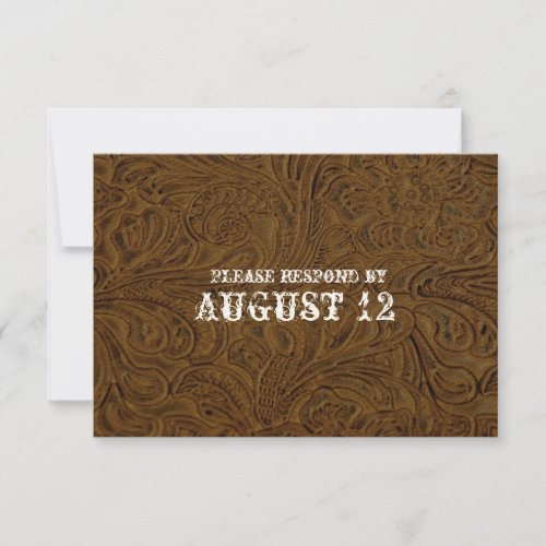 Dark Brown Leather Wedding RSVP with envelopes