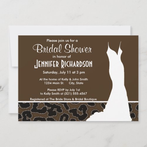 Dark Brown Leopard Animal Print; Personalized Announcements