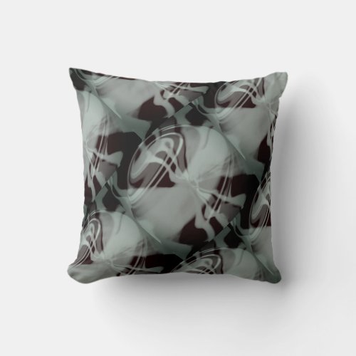 Dark Brown  Light Seafoam Gray Diagonal Design Throw Pillow