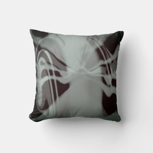 Dark Brown Light Seafoam Gray Swirling Abstract Throw Pillow
