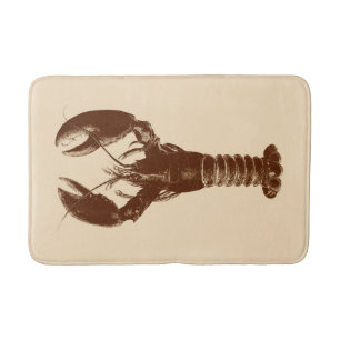 Dark Brown Lobster on Light Beige Bathroom Mat