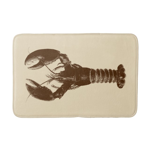 Dark Brown Lobster on Light Beige Bathroom Mat (Front)