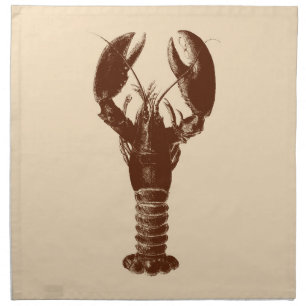 Dark Brown Lobster on Light Beige Napkin