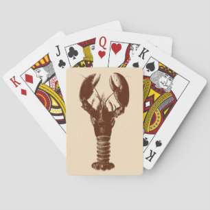 Dark Brown Lobster on Light Beige Poker Cards