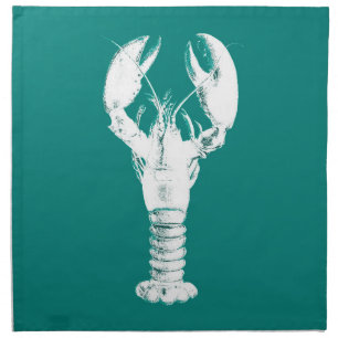 Dark Brown Lobster on Turquoise / Teal Cloth Napkin