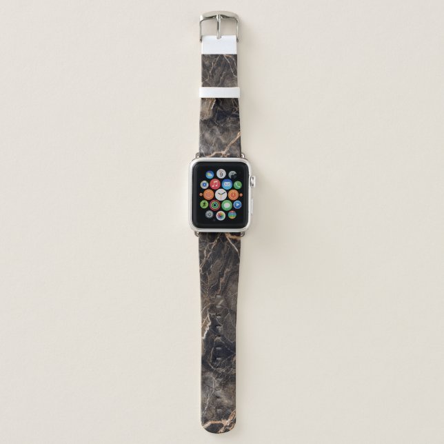 Dark Brown Marble Gold Veins Apple Watch Band (Front)