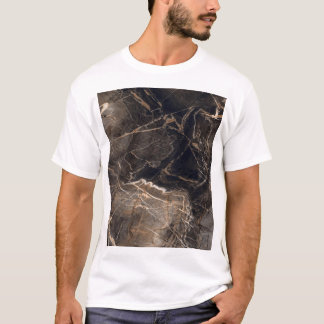 Dark Brown Marble Gold Veins T-Shirt