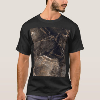 Dark Brown Marble Gold Veins T-Shirt