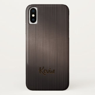 Dark Brown Metallic Background-Monogram iPhone X Case