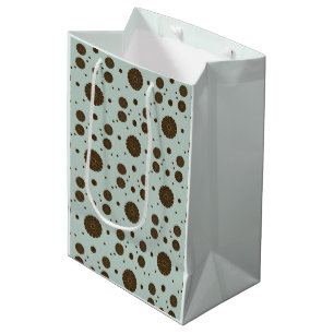 Dark Brown Micro Floral Sage green Medium Gift Bag