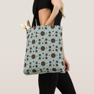 Dark Brown Micro Floral Sage green Tote Bag