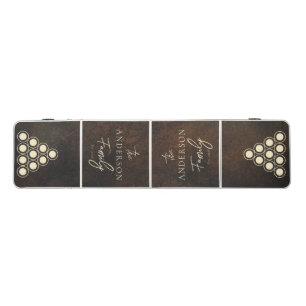 Dark Brown Monazite Stone Hand Written Family Name Beer Pong Table