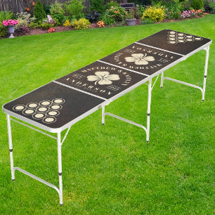 Dark Brown Monazite Stone Irish Lucky Clover Wed Beer Pong Table