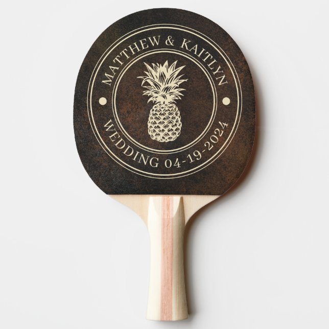 Dark Brown Monazite Stone Pineapple Wedding Names Ping Pong Paddle (Back)
