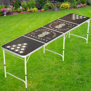 Dark Brown Monazite Stone Tropical Pineapple Wed Beer Pong Table