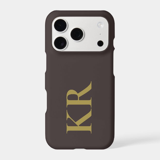 Dark Brown Monogram Gold Initials Minimalist Men  Iphone Case (Back)