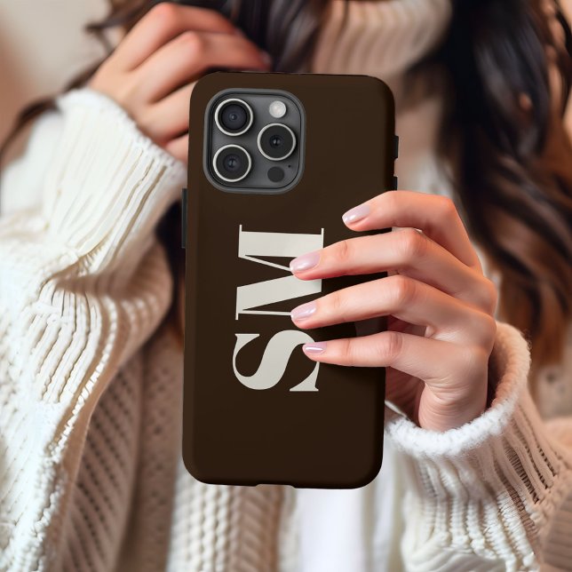 Dark brown Monogram initial  iPhone Case (Creator Uploaded)