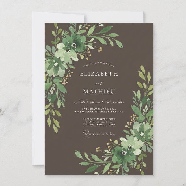 Dark Brown Moody Forest Wedding Invitation (Front)