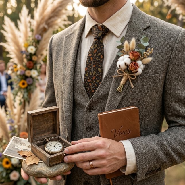 Dark Brown Oak Leaf Damask Neck Tie (Creator Uploaded)