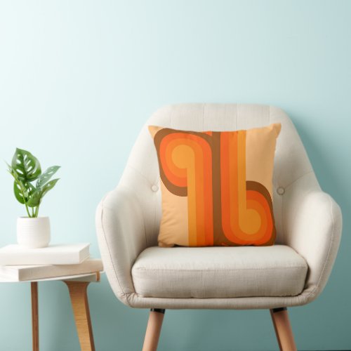 Dark Brown Orange Circles Fusion Fine Art Pattern Throw Pillow