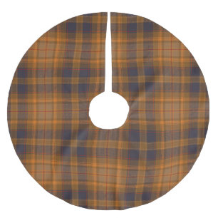 Dark Brown Orange Violet Tartan Plaid Christmas Brushed Polyester Tree Skirt