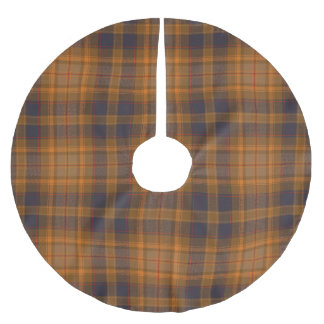 Dark Brown Orange Violet Tartan Plaid Christmas Brushed Polyester Tree Skirt