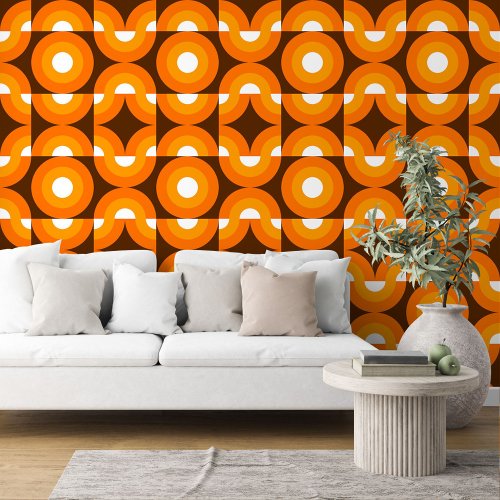 Dark Brown Orange Yellow Round Circles Art Pattern Wallpaper